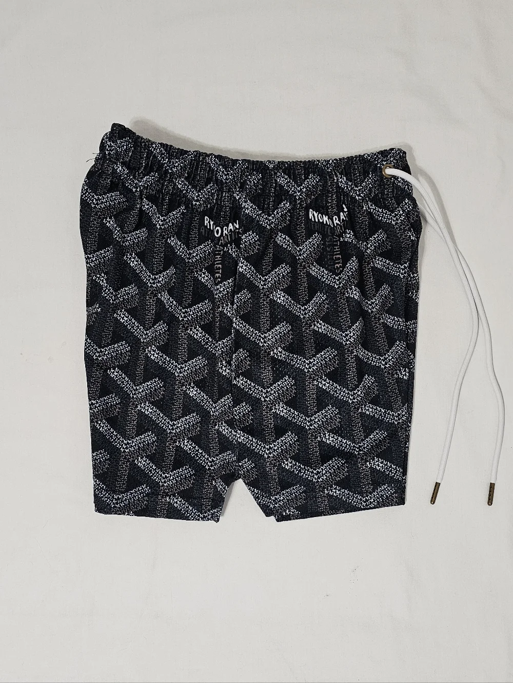 Ryoko Rain Patterned Athletic Shorts Size S Black White Streetwear - Picture 3 of 8